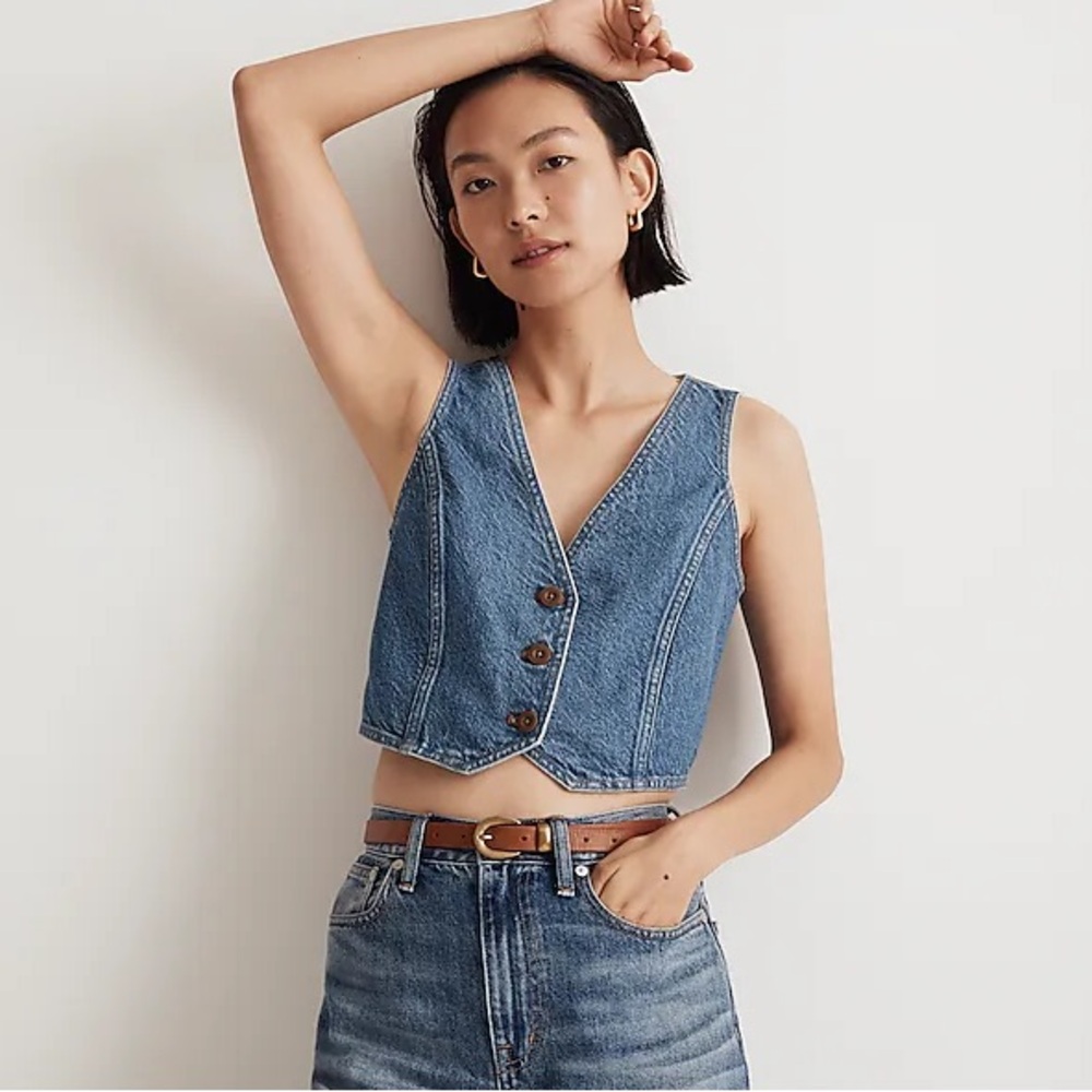 Madewell Denim Crop Vest - Size 4 / Small